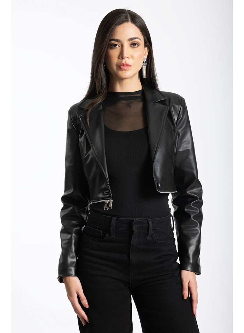 AMICI Cropped leather coat - Image 1